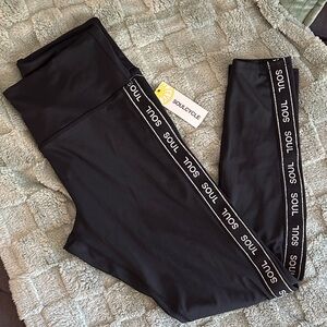 SoulCycle Women's Lurex Core Shine Logo Side Stripe‎ Black Leggings